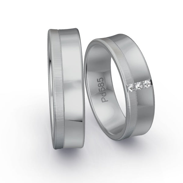 Trauringe Palladium 585 mit 0.045 ct. Brillanten GR25151