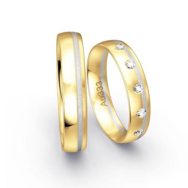 Trauringe Gelbgold 333 / Weissgold 333 mit 0.1 ct. Brillanten GR25155