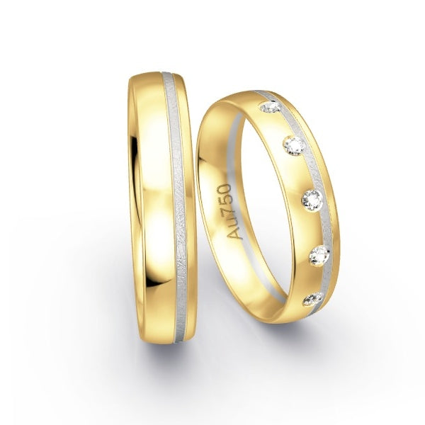 Trauringe Gelbgold 750 / Weissgold 750 mit 0.1 ct. Brillanten GR25163