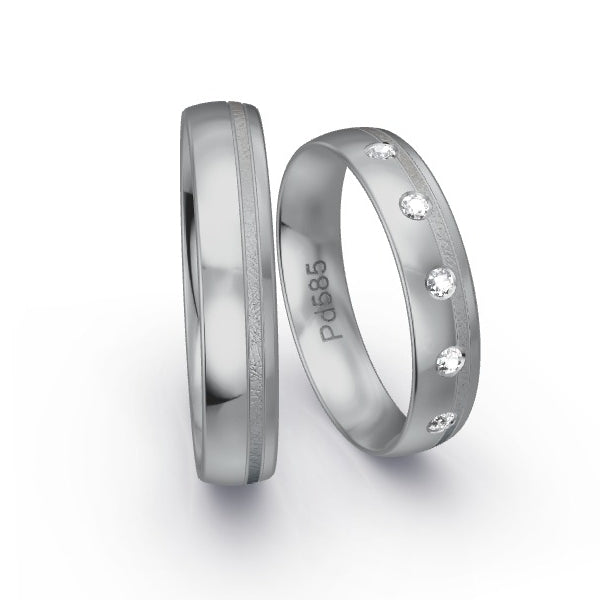 Trauringe Palladium 585 mit 0.1 ct. Brillanten GR25168