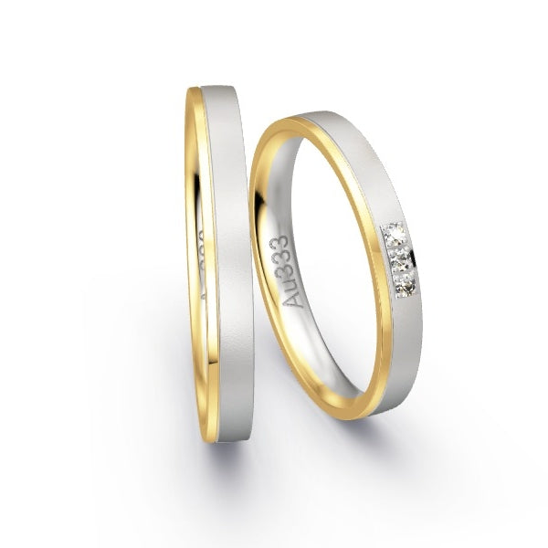 Trauringe Gelbgold 333 / Weissgold 333 mit 0.045 ct. Brillanten GR25170