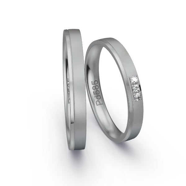 Trauringe Palladium 585 mit 0.045 ct. Brillanten GR25183