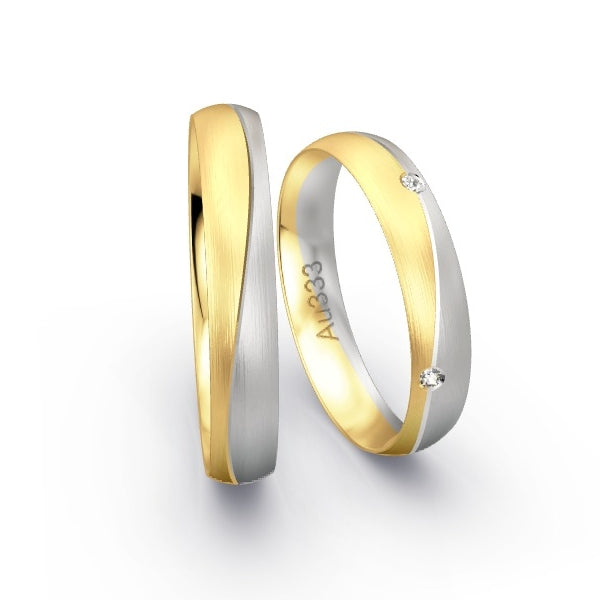 Trauringe Gelbgold 333 / Weissgold 333 mit 0.05 ct. Brillanten GR25185