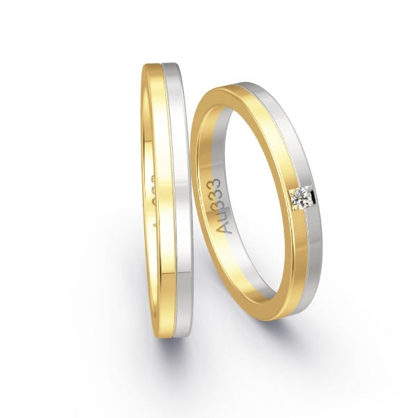 Trauringe Gelbgold 333 / Weissgold 333 mit 0.03 ct. Brillanten GR25202