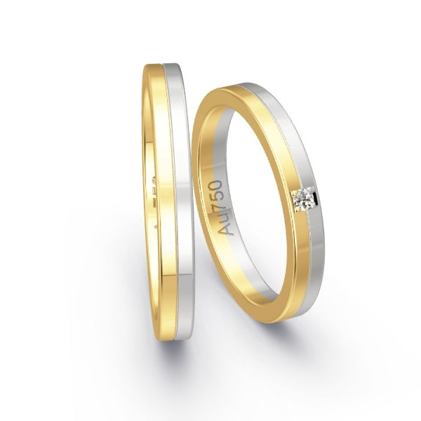 Trauringe Gelbgold 750 / Weissgold 750 mit 0.03 ct. Brillanten GR25210