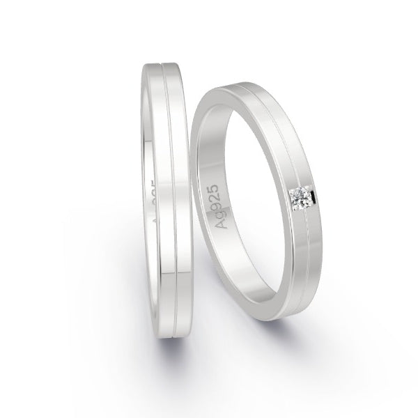 Trauringe Silber 925 mit 0.03 ct. Brillanten GR25213