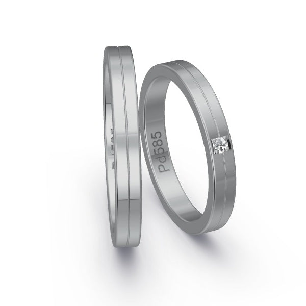 Trauringe Palladium 585 mit 0.03 ct. Brillanten GR25215