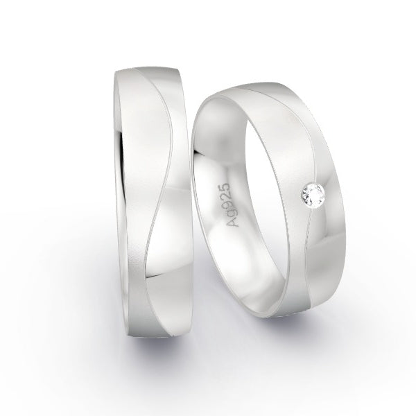 Trauringe Silber 925 mit 0.03 ct. Brillanten GR25255