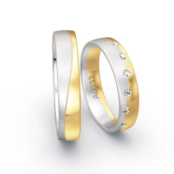 Trauringe Weissgold 333 / Gelbgold 333 mit 0.06 ct. Brillanten GR25258
