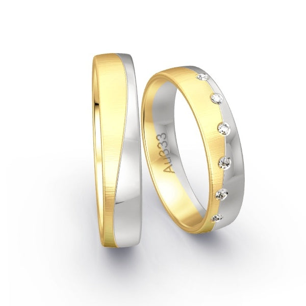 Trauringe Gelbgold 333 / Weissgold 333 mit 0.06 ct. Brillanten GR25259