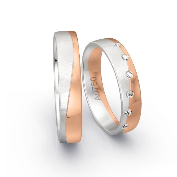Trauringe Weissgold 750 / Rotgold 750 mit 0.06 ct. Brillanten GR25268