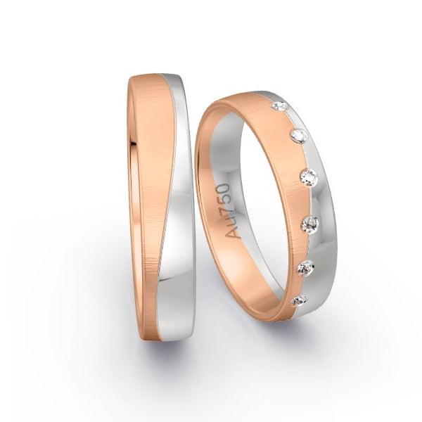 Trauringe Rotgold 750 / Weissgold 750 mit 0.06 ct. Brillanten GR25269
