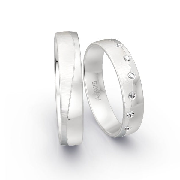 Trauringe Silber 925 mit 0.06 ct. Brillanten GR25270