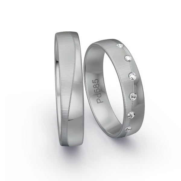 Trauringe Palladium 585 mit 0.06 ct. Brillanten GR25272