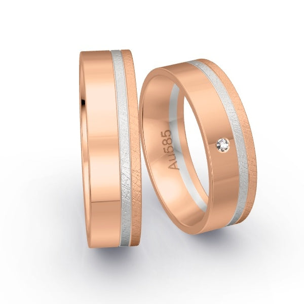 Trauringe Rotgold 585 / Weissgold 585 mit 0.015 ct. Brillanten GR25280