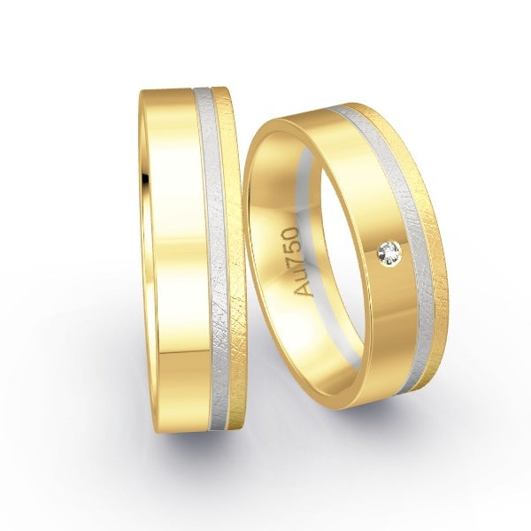 Trauringe Gelbgold 750 / Weissgold 750 mit 0.015 ct. Brillanten GR25284