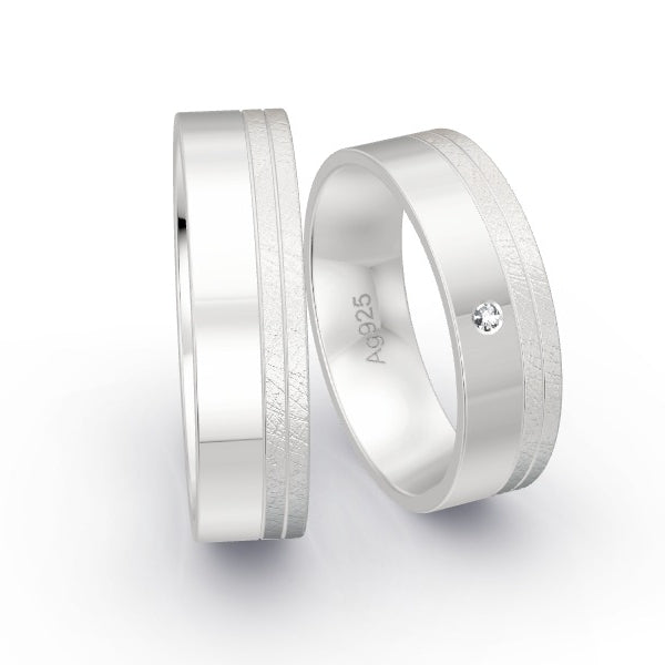 Trauringe Silber 925 mit 0.015 ct. Brillanten GR25287