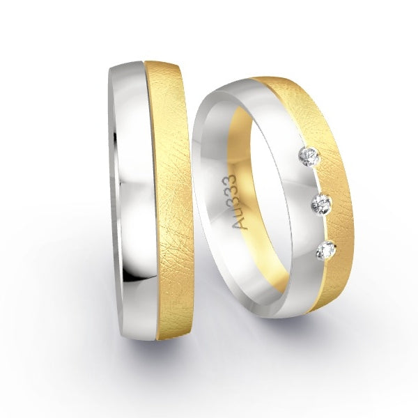 Trauringe Weissgold 333 / Gelbgold 333 mit 0.06 ct. Brillanten GR25290