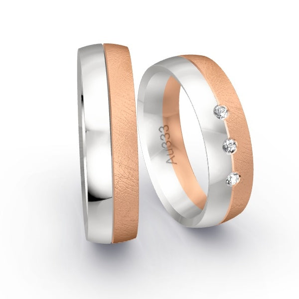 Trauringe Weissgold 333 / Rotgold 333 mit 0.06 ct. Brillanten GR25292