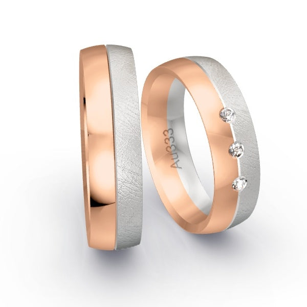 Trauringe Rotgold 333 / Weissgold 333 mit 0.06 ct. Brillanten GR25293