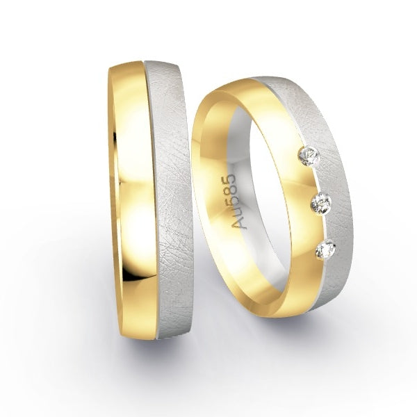 Trauringe Gelbgold 585 / Weissgold 585 mit 0.06 ct. Brillanten GR25295