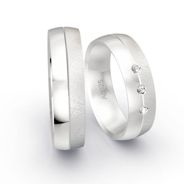 Trauringe Silber 925 mit 0.06 ct. Brillanten GR25302