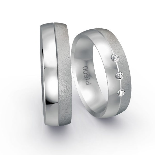 Trauringe Platin 600 mit 0.06 ct. Brillanten GR25303