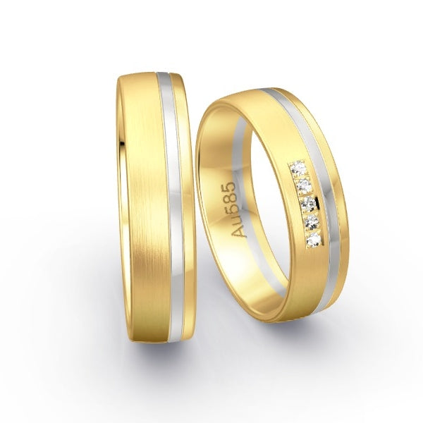Trauringe Gelbgold 585 / Weissgold 585 mit 0.05 ct. Brillanten GR25310