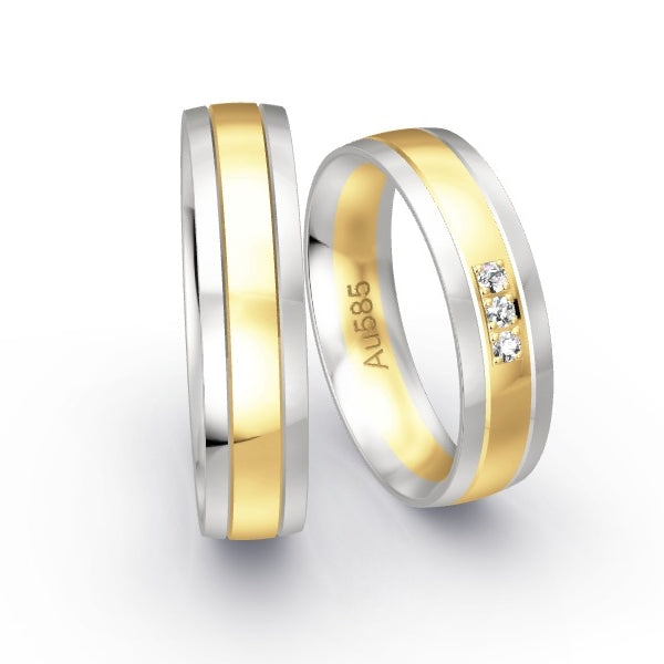 Trauringe Weissgold 585 / Gelbgold 585 mit 0.06 ct. Brillanten GR25324