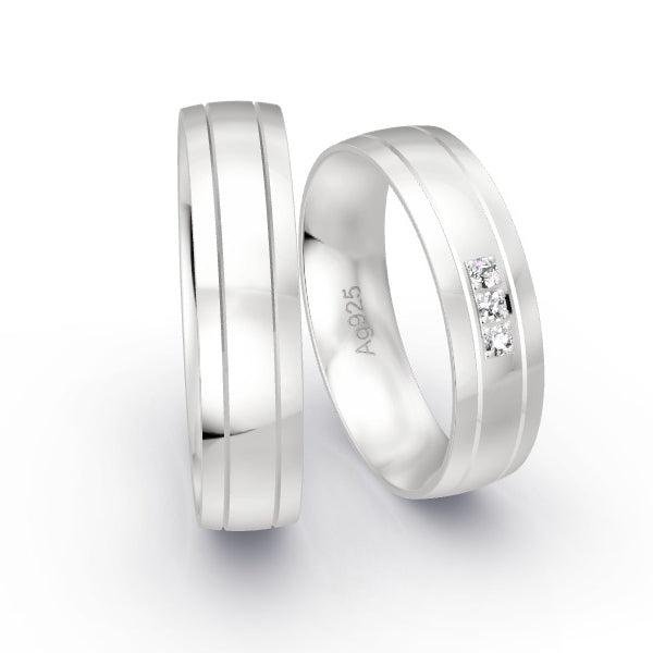 Trauringe Silber 925 mit 0.06 ct. Brillanten GR25332