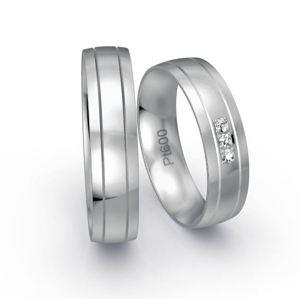 Trauringe Platin 600 mit 0.06 ct. Brillanten GR25333