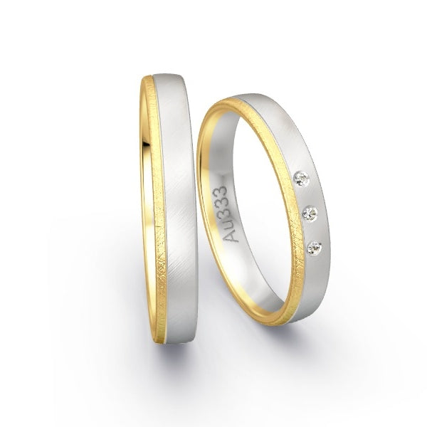Trauringe Gelbgold 333 / Weissgold 333 mit 0.015 ct. Brillanten GR25336