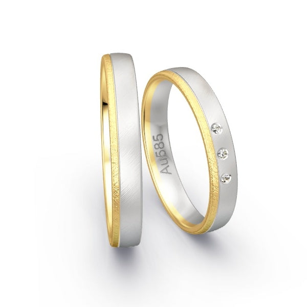 Trauringe Gelbgold 585 / Weissgold 585 mit 0.015 ct. Brillanten GR25340