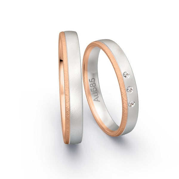 Trauringe Rotgold 585 / Weissgold 585 mit 0.015 ct. Brillanten GR25342