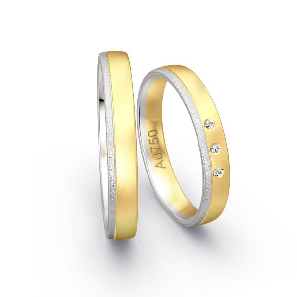 Trauringe Weissgold 750 / Gelbgold 750 mit 0.015 ct. Brillanten GR25343