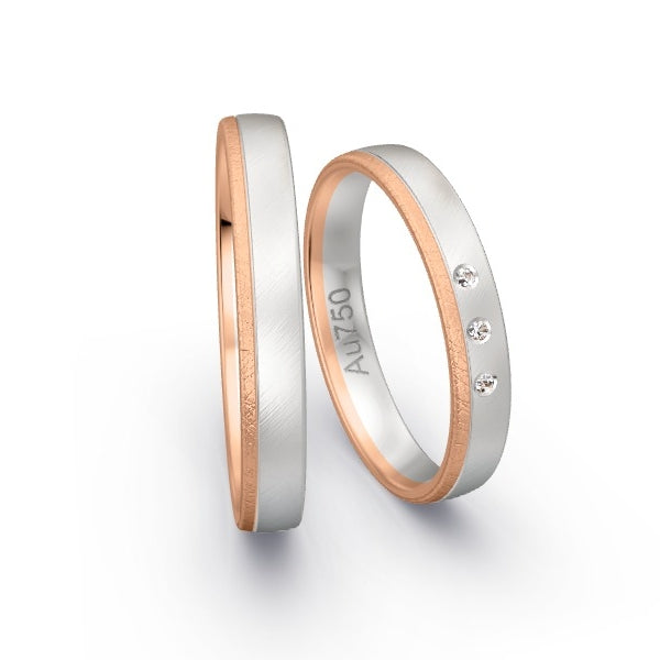 Trauringe Rotgold 750 / Weissgold 750 mit 0.015 ct. Brillanten GR25346