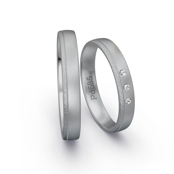 Trauringe Palladium 585 mit 0.015 ct. Brillanten GR25349