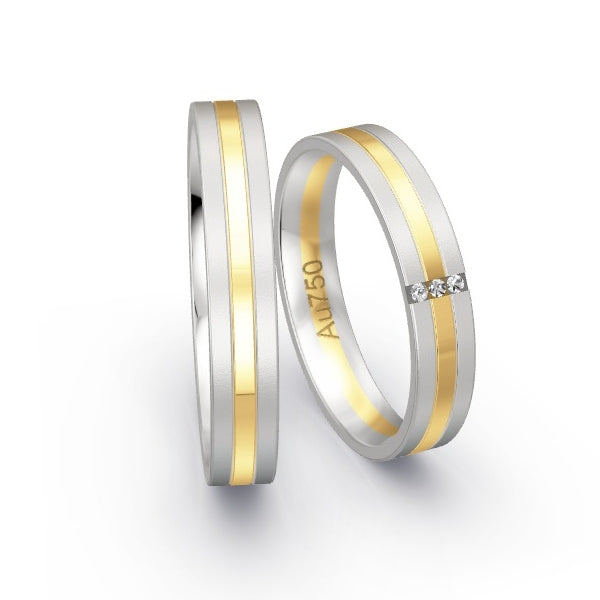 Trauringe Weissgold 750 / Gelbgold 750 mit 0.015 ct. Brillanten GR25358