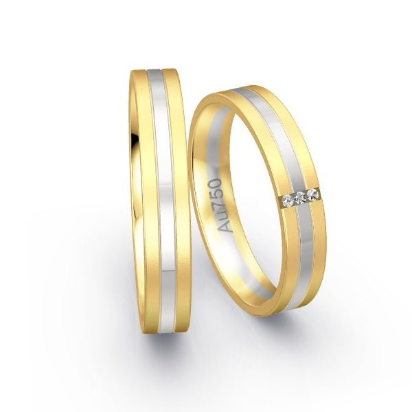 Trauringe Gelbgold 750 / Weissgold 750 mit 0.015 ct. Brillanten GR25359