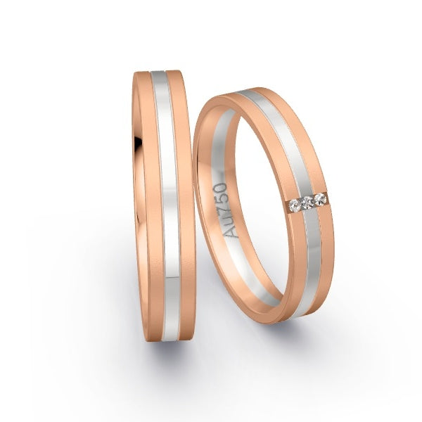 Trauringe Rotgold 750 / Weissgold 750 mit 0.015 ct. Brillanten GR25361