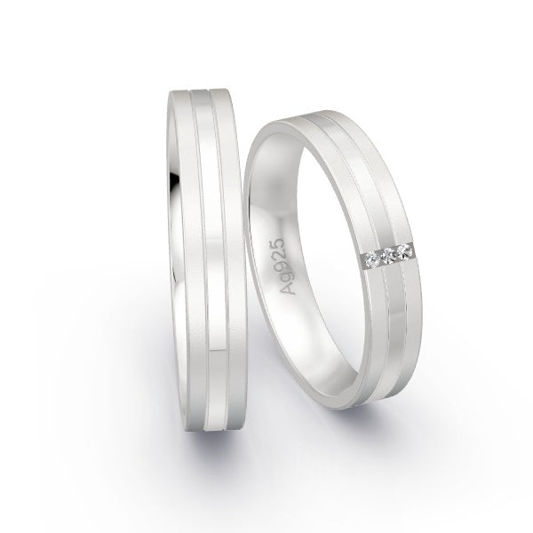 Trauringe Silber 925 mit 0.015 ct. Brillanten GR25362