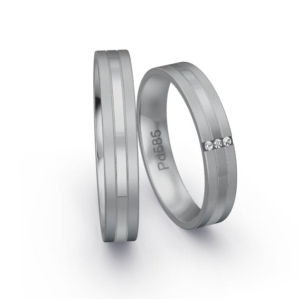 Trauringe Palladium 585 mit 0.015 ct. Brillanten GR25364