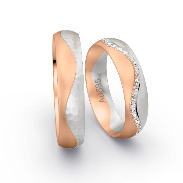 Trauringe Rotgold 585 / Weissgold 585 mit 0.245 ct. Brillanten GR25372