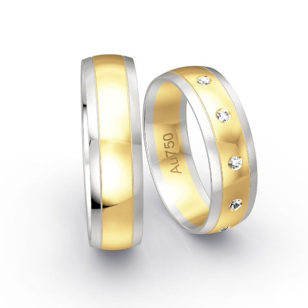 Trauringe Weissgold 750 / Gelbgold 750 mit 0.075 ct. Brillanten GR25388