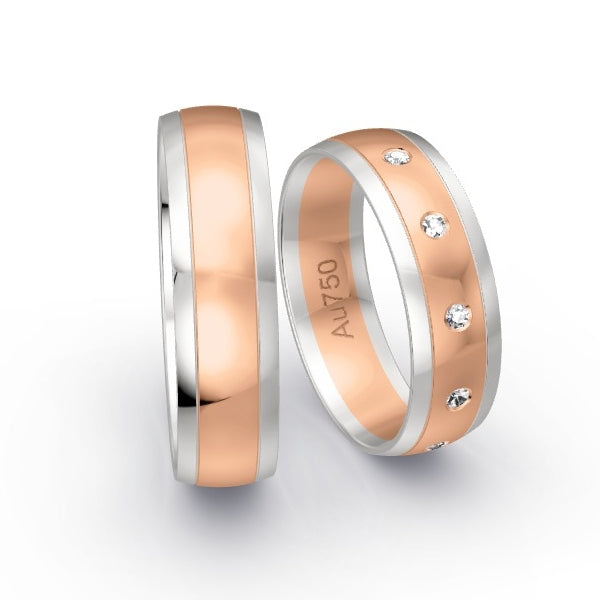 Trauringe Weissgold 750 / Rotgold 750 mit 0.075 ct. Brillanten GR25390