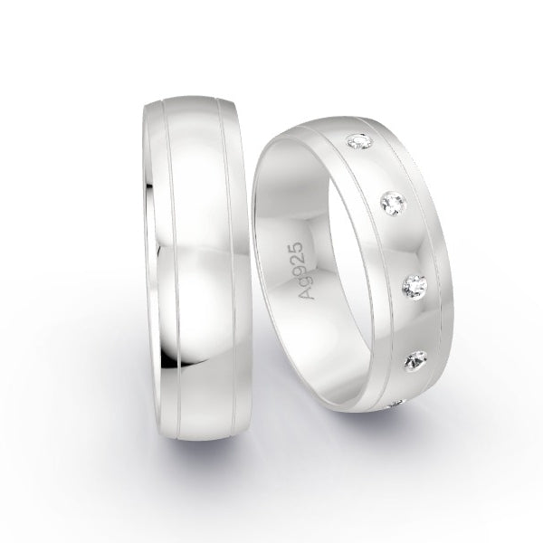 Trauringe Silber 925 mit 0.075 ct. Brillanten GR25392