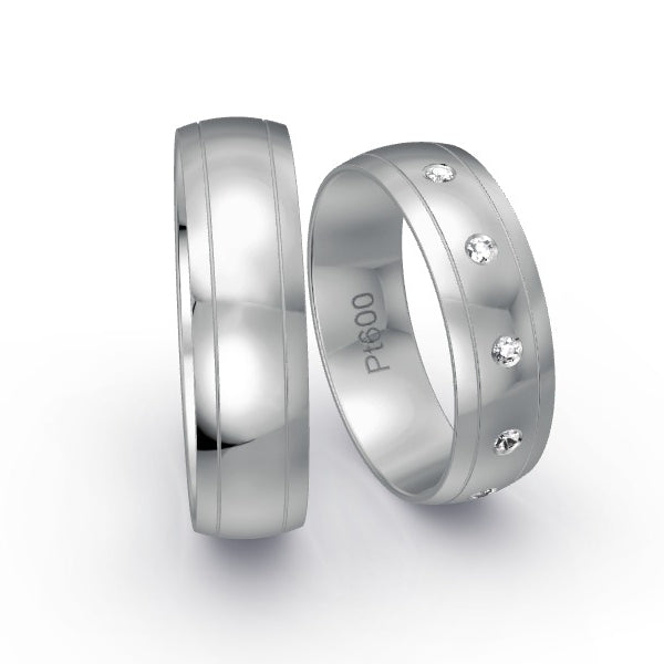 Trauringe Platin 600 mit 0.075 ct. Brillanten GR25393