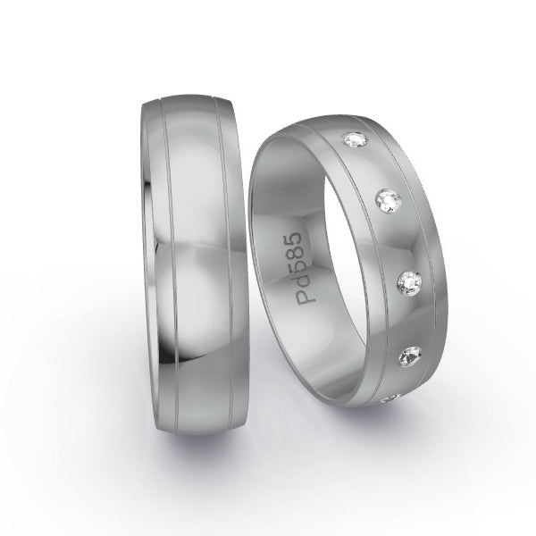 Trauringe Palladium 585 mit 0.075 ct. Brillanten GR25394