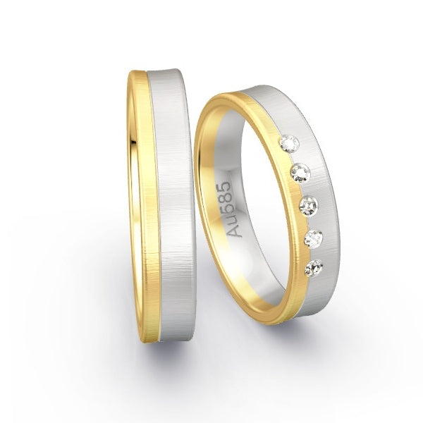 Trauringe Gelbgold 585 / Weissgold 585 mit 0.075 ct. Brillanten GR25400