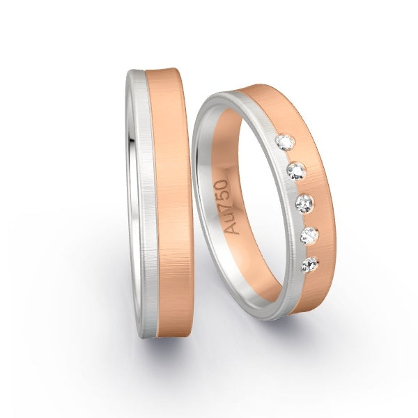 Trauringe Weissgold 750 / Rotgold 750 mit 0.075 ct. Brillanten GR25405